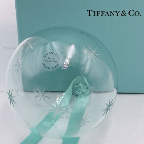 Tiffany & Co. Ball Star Ornament Blue Glass Holiday Gift 2021 W/ Pouch & Box - Picture 5 of 8